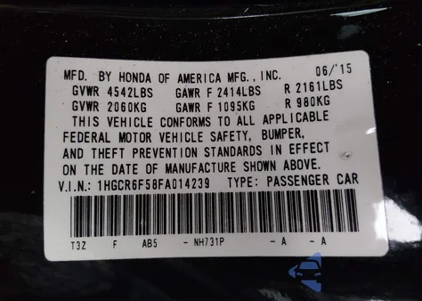 2015 Honda Accord Hybrid Ex-L z USA, uszkodzony, nr VIN 1HGCR6F58FA014239